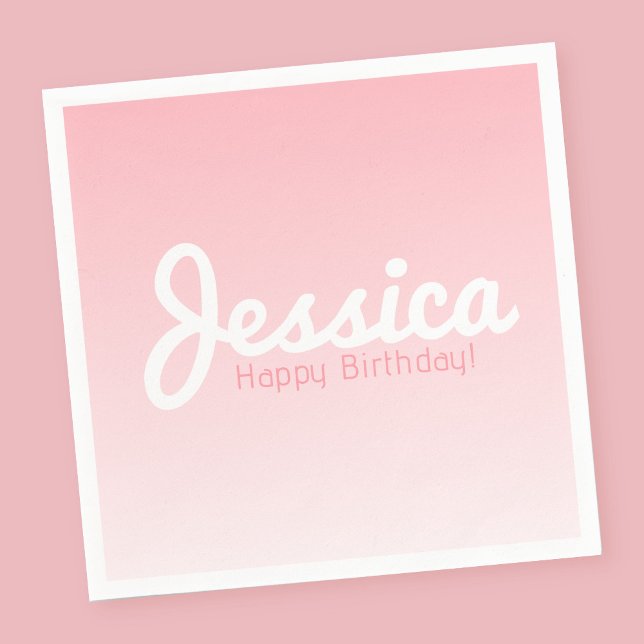Happy Birthday, Customizable Name | Rose Pink Napkins (Creator Uploaded)