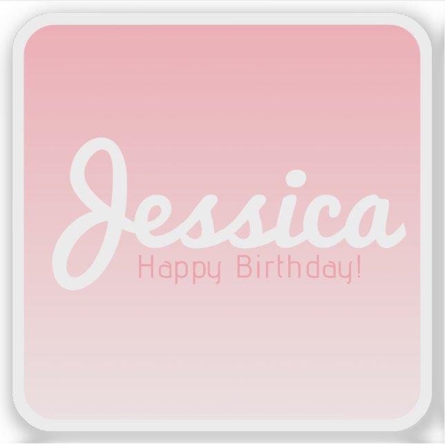 Happy Birthday, Customizable Name | Rose Pink Sticker (Front)