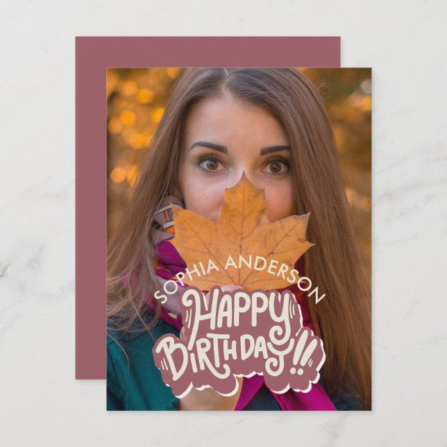 Happy Birthday Customizable Note Card (Front/Back)