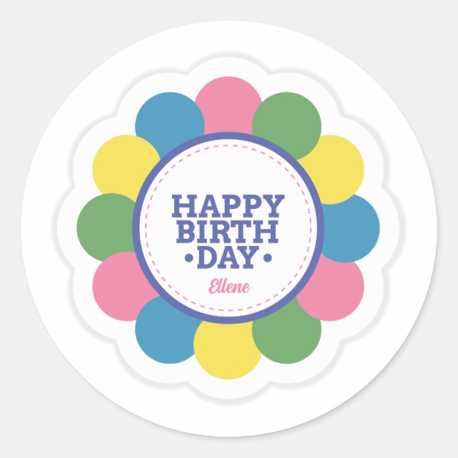 Happy Birthday Customizable Sticker for Gifts (Front)
