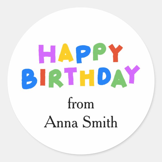 Happy Birthday Customizable Stickers (Front)