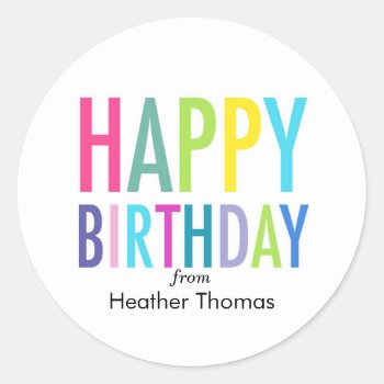 Happy Birthday Customizable Stickers For Gifts by LNZart at Zazzle