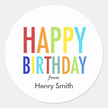 Happy Birthday Customizable Stickers For Gifts by LNZart at Zazzle