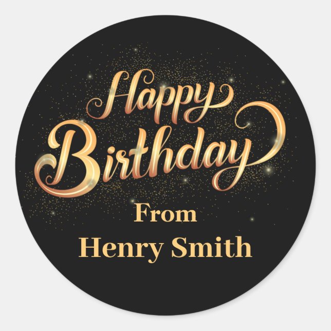 Happy Birthday Customizable Stickers for Gifts (Front)