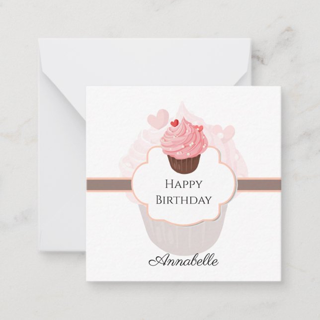 Happy Birthday | Customized | Cupcake and Sweets Note Card (Front)