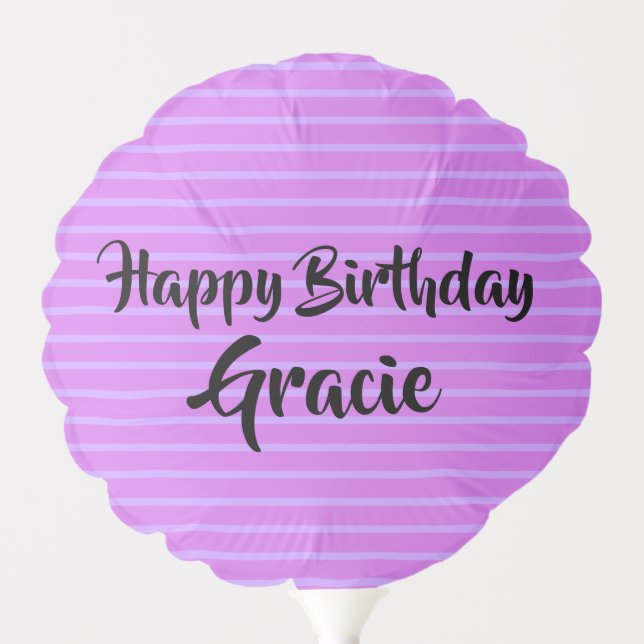Happy Birthday Customized Name Bright Purple Balloon (Front)