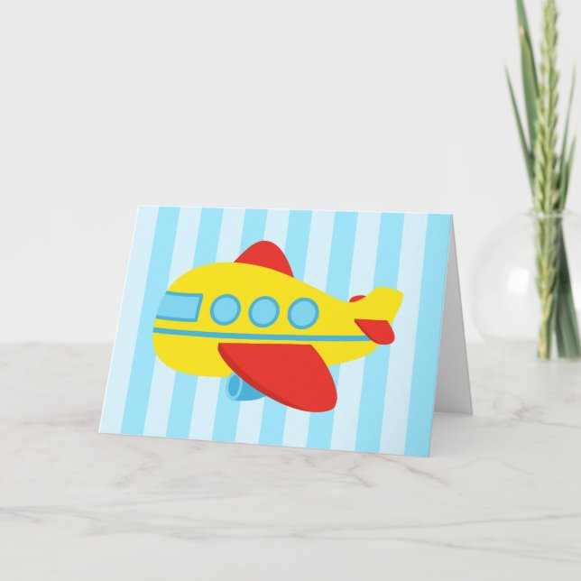 Happy Birthday, Cute and colourful aeroplane Card (Front)