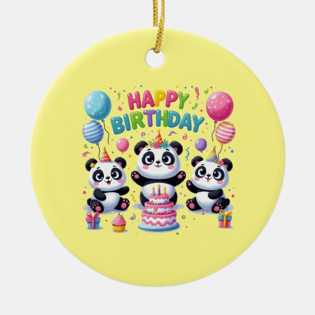 Happy Birthday, cute and fun, Ceramic Ornament (Front)