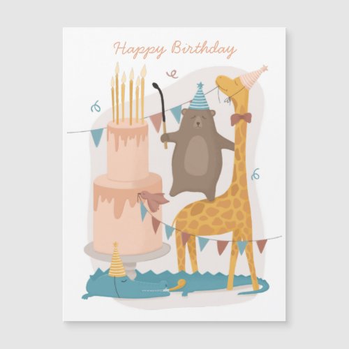 Happy birthday Cute animals Funny bear giraffe