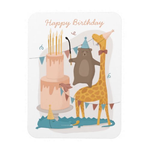 Happy birthday Cute animals Funny bear giraffe Magnet