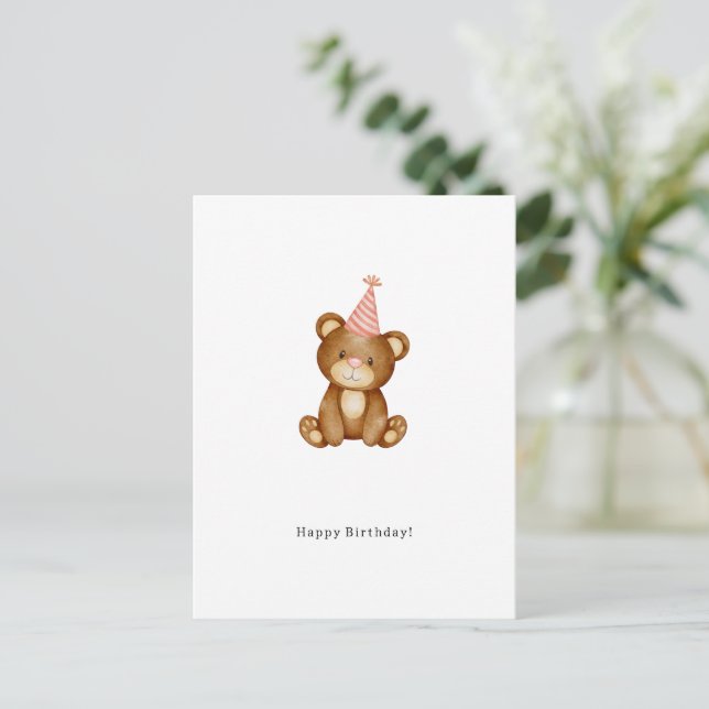 Happy Birthday Cute Bear Card (Standing Front)