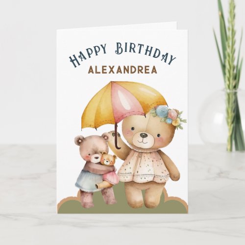 Happy Birthday Cute Bears Animals Personalize  Card