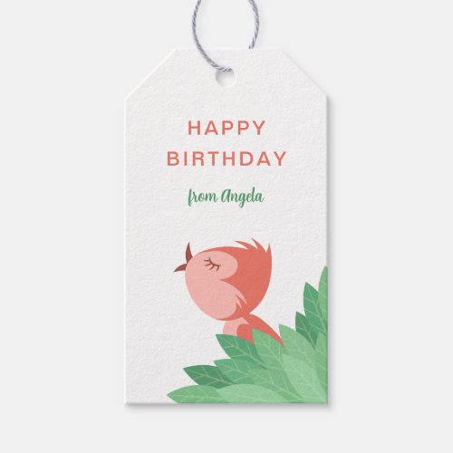 Happy Birthday Cute Bird Chick Girly Gift Tags
