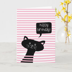 Happy Birthday Cute Black Cat  Card