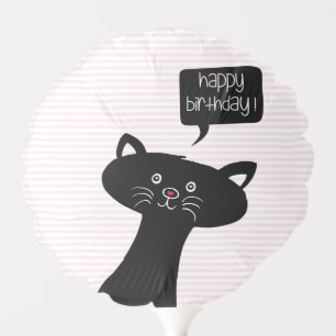 Happy Birthday Cute Black Cat - Kids Birthday Balloon