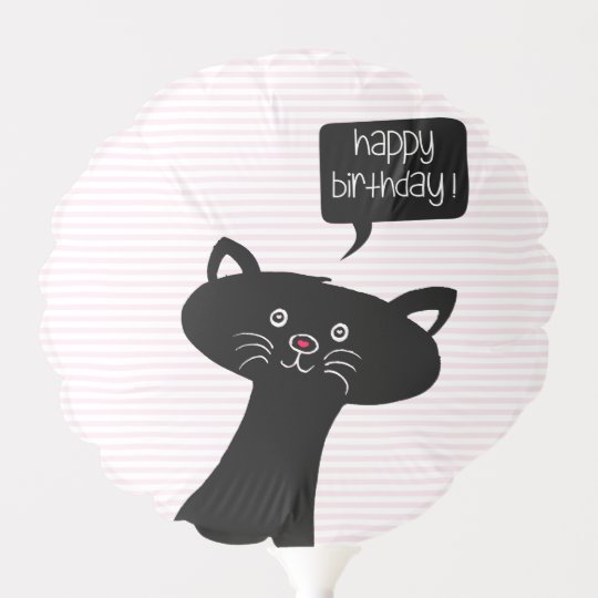 Happy Birthday Cute Black Cat Kids Birthday Balloon