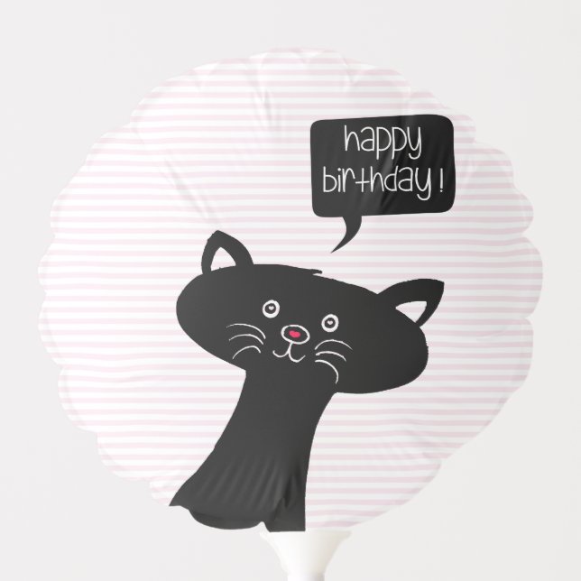 Happy Birthday Cute Black Cat - Kids Birthday Balloon (Front)