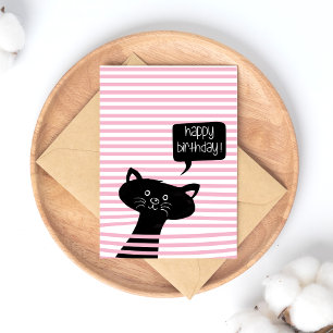 Happy Birthday Cute Black Cat Postcard