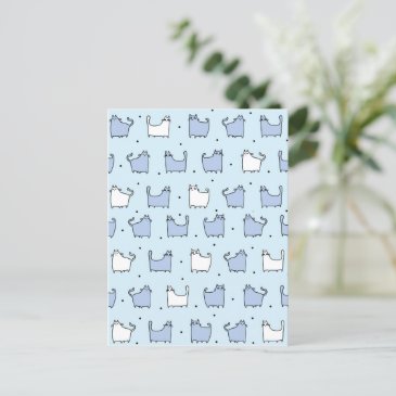 Happy Birthday! Cute Blue and White Cats Pattern 