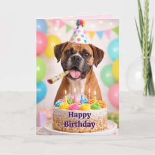 Happy Birthday Cute Boxer Dog Birthday Card
