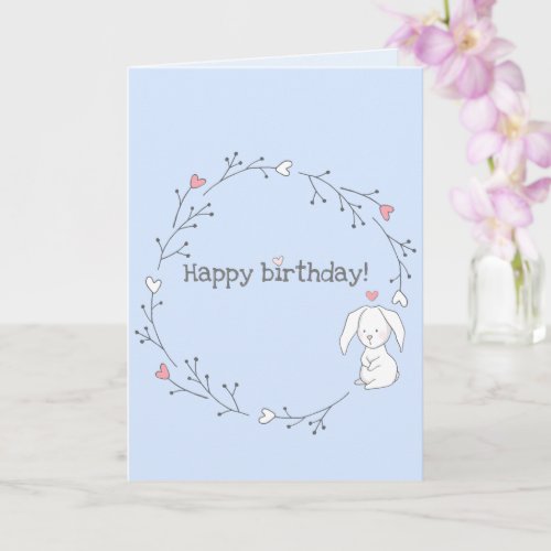 Happy birthday Cute Bunny Lavender Kids Birthday Card