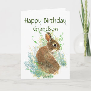Happy Birthday Cute Bunny Special Grandson Holiday Card