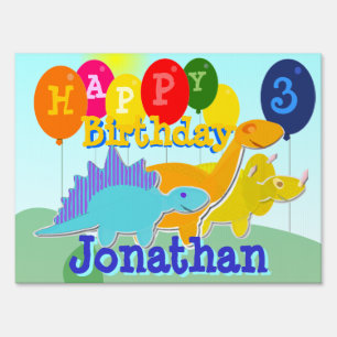 Happy Birthday Cute Cartoon Dinosaurs Yard Sign