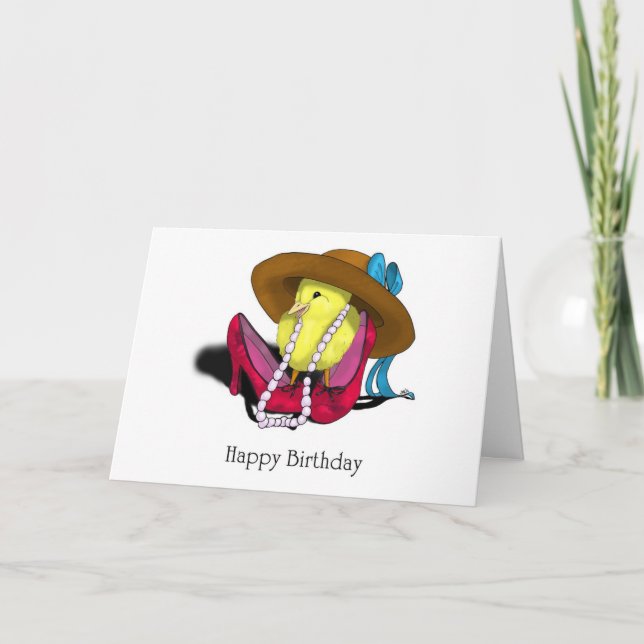 Happy Birthday Cute Chick by April Robbins Card (Front)