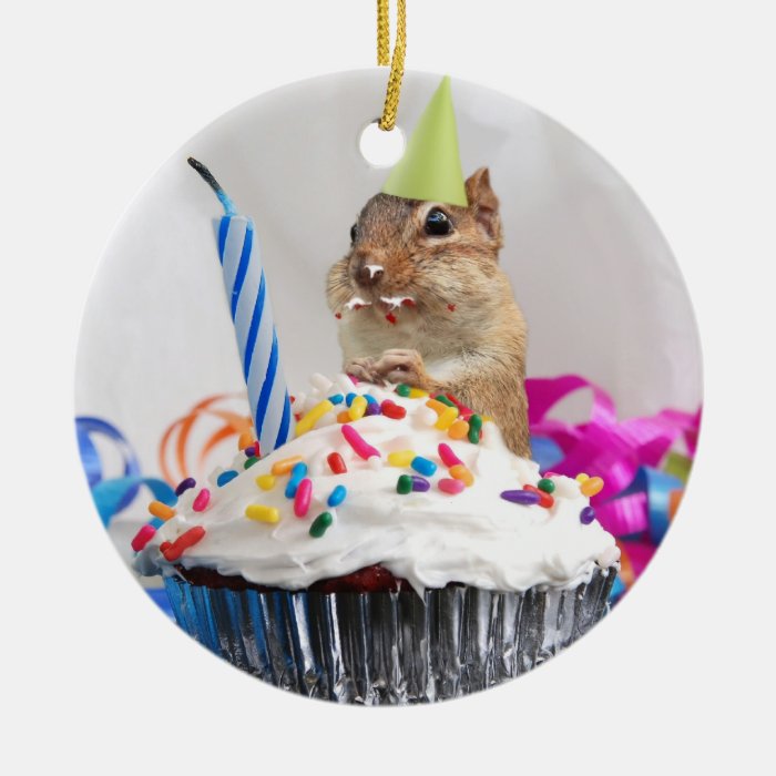 Happy Birthday Cute Chipmunk Ornament