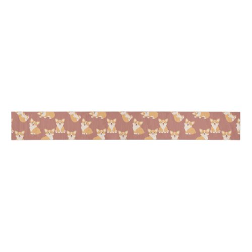 Happy Birthday Cute Corgi Pattern for Dog Lover Grosgrain Ribbon