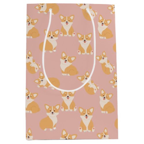 Happy Birthday Cute Corgi Pattern for Dog Lover Medium Gift Bag