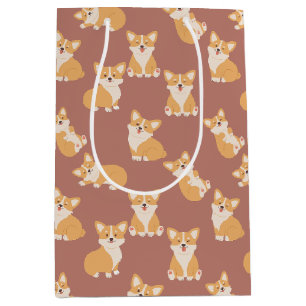 Happy Birthday Cute Corgi Pattern for Dog Lover Medium Gift Bag