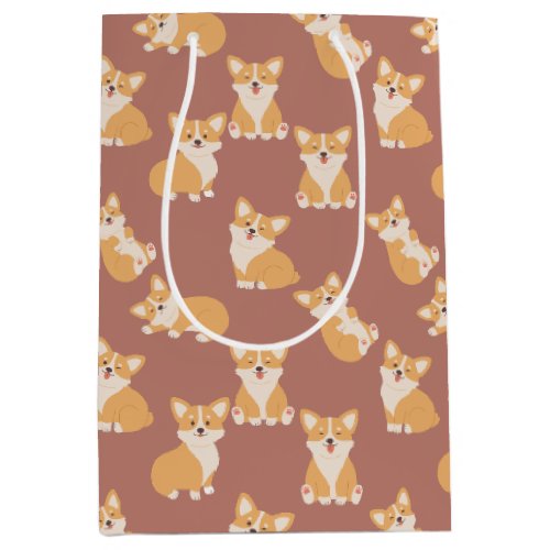 Happy Birthday Cute Corgi Pattern for Dog Lover Medium Gift Bag