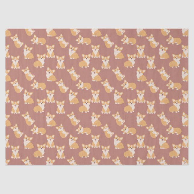 Happy Birthday Cute Corgi Pattern for Dog Lover Tissue Paper (Front)