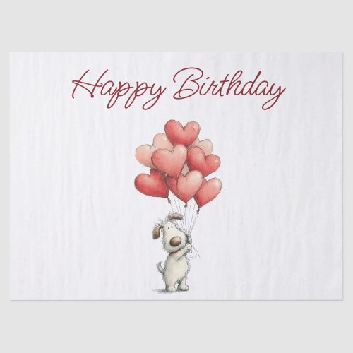 Happy Birthday Cute Dog Balloons Tissue Paper