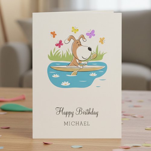 Happy Birthday Cute Dog Puppy Kayak Kayaking
