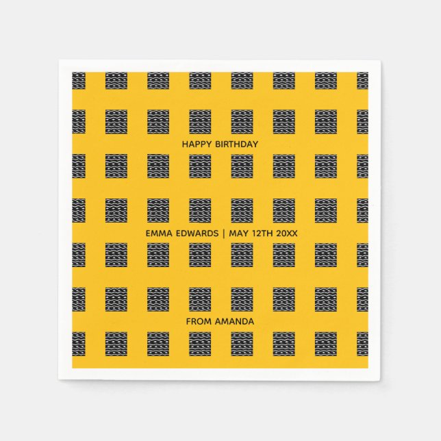 Happy Birthday, Cute Ethnic Pattern Napkins (Front)
