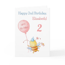 Happy Birthday Cute Flying Bee with Balloon