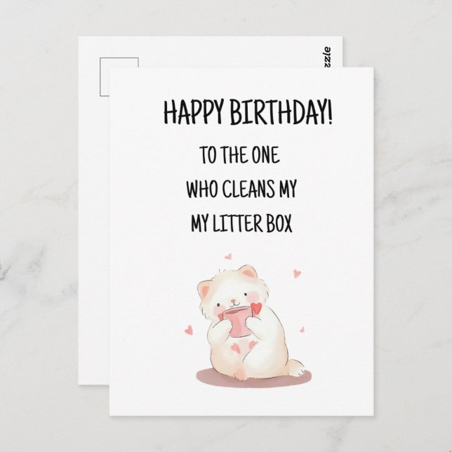 Happy Birthday Cute & Funny Cat Postcard (Front/Back)