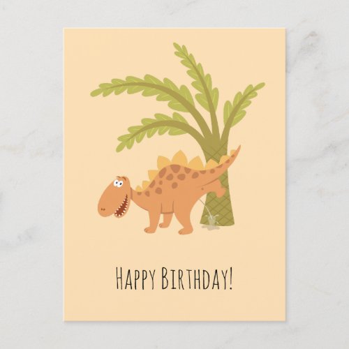 Happy Birthday Cute Funny Dinosaur Dino Peeing Postcard