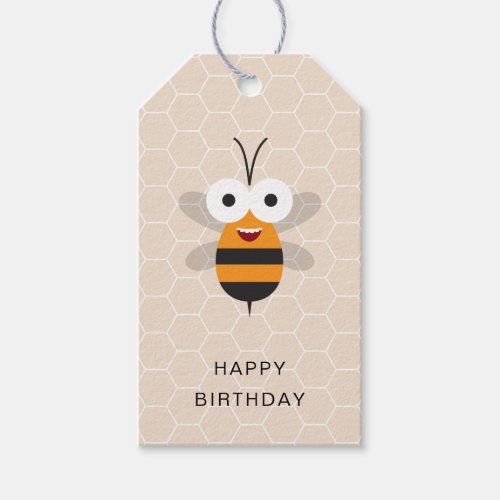 Happy Birthday Cute Funny Honey Bee Honeycomb Gift Tags