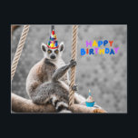 Happy Birthday Cute Funny Lemur on a Branch Postcard<br><div class="desc">Birthday Lemur</div>