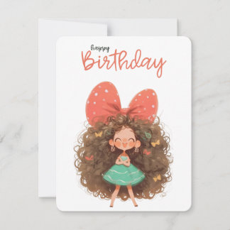 Happy Birthday Cute Girl Holiday Card