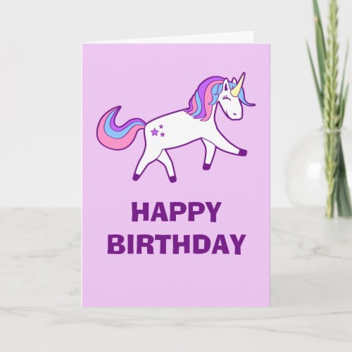 Happy Birthday Cute Girly Magical Unicorn Card