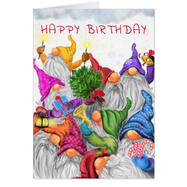 Happy Birthday - Cute Gnomes Birthday Celebration (Front)
