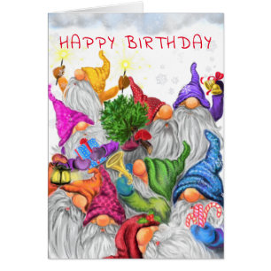 Happy Birthday - Cute Gnomes Birthday Celebration Cards