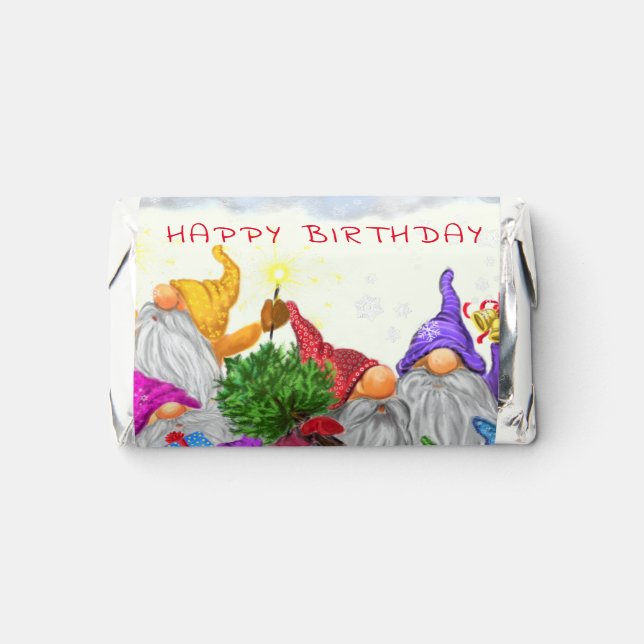 Happy Birthday - Cute Gnomes Birthday Celebration Hershey's Miniatures (Front)