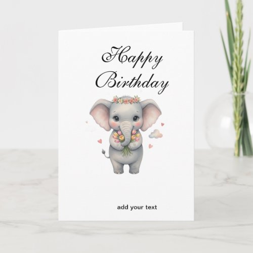 Happy birthday cute gray baby elephant namestylish
