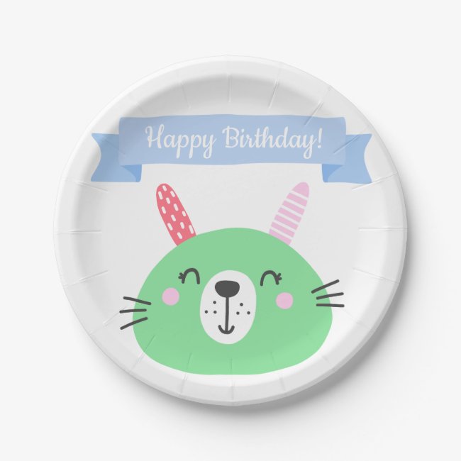Happy Birthday! | Cute Green Bunny Kids Birthday
