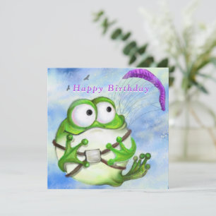 Happy Birthday - Cute Happy Funny Frog Paraglider